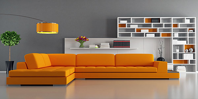 Orange and brown living room